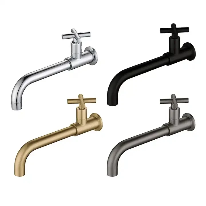 

Newest Cross Handle Brass Wall Mount Basin Faucet Single Hole Restroom Cold Water Tap for Hand Wash Concealed Single Cold faucet