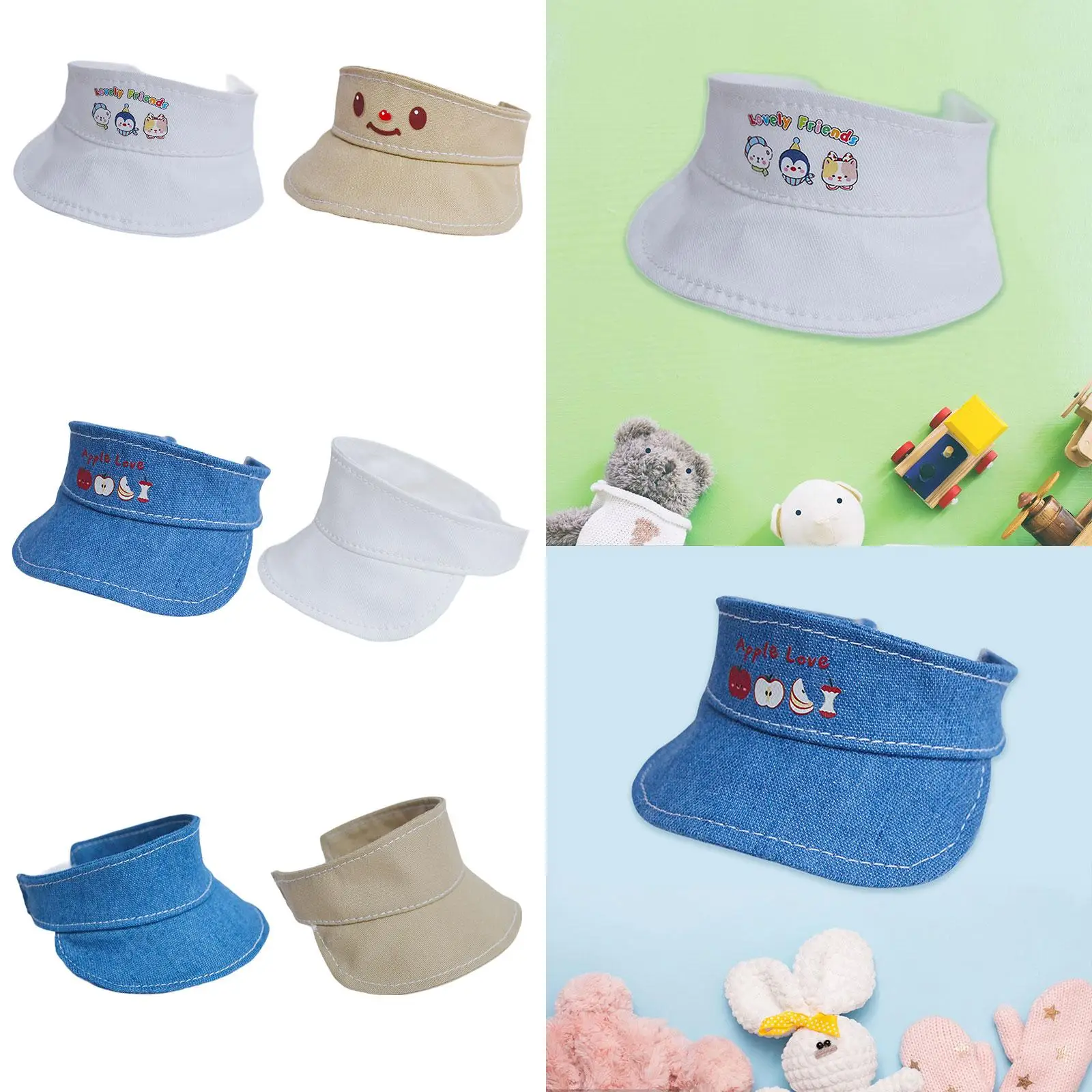 Plush Doll Visor Hat Plush Doll Sun Visor Hat Dress up Your Dolls Photo Props Pretend Play Stylish Doll Accessories Soft