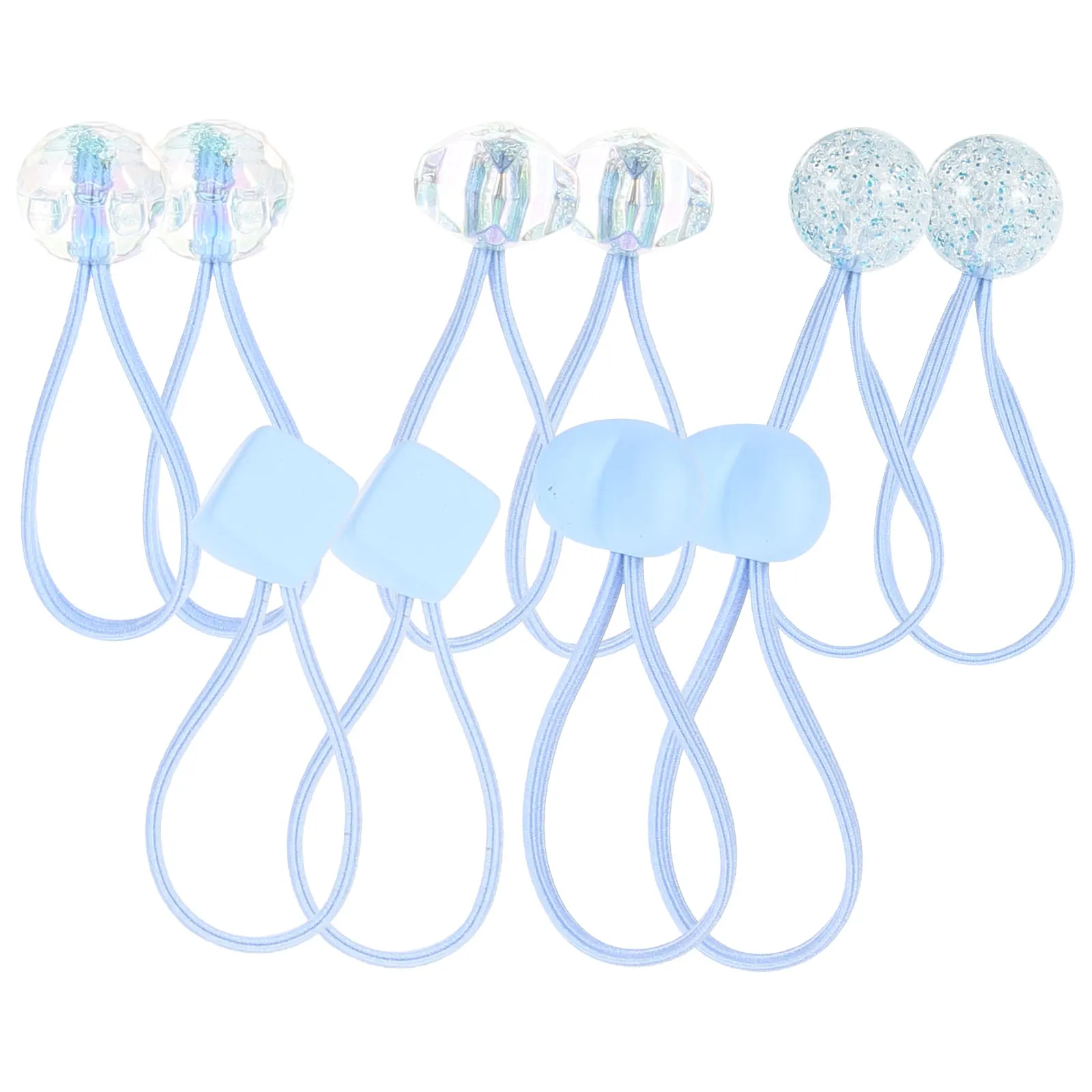

10pcs Hair Ties Set for Baby Girls Delicate Elastic Bands Cartoon Style Ponytail Holders Kids Party Daily Wear Gift Blue