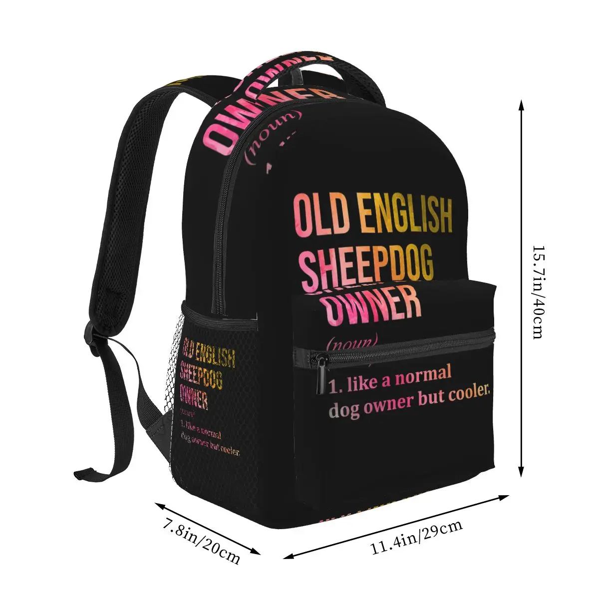 Old English Sheepdog Dog Owner Definition Backpacks Boys Girls Bookbag Students School Bags Travel Rucksack Shoulder Bag