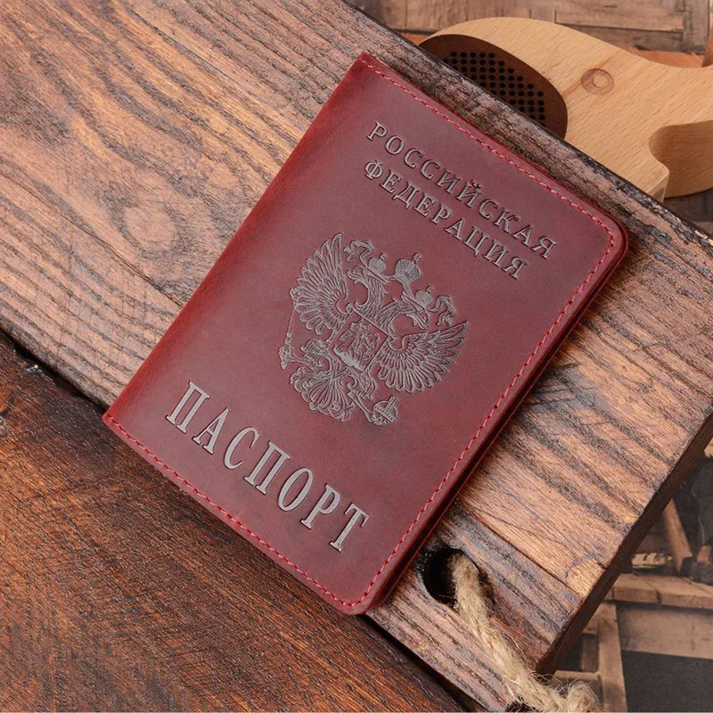 Russia Passport Cover Engraved Covers for Passport Travel  Customised Leather Passport Holder