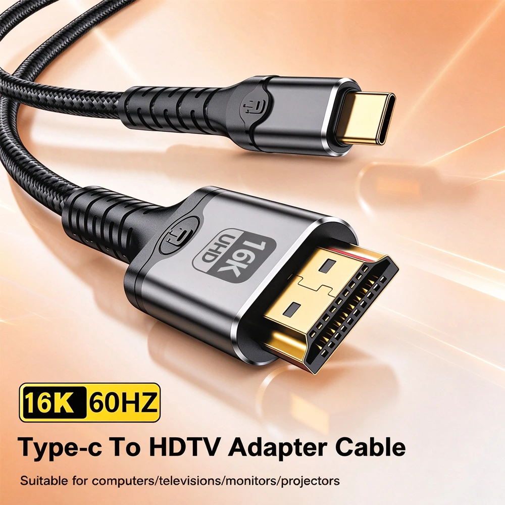 8K USB C to HDMI 16K HDMI-compatible Cable 16K/60Hz 8K/120Hz for MacBook Pro iMac iPad Pro for Samsung Galaxy USB C to HDMI 2.1
