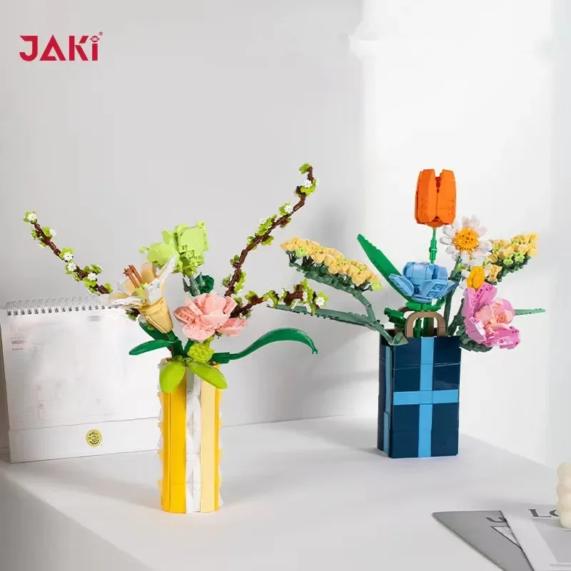 JAKI Blocks Building Toys DIY Bricks Flowers Plant Puzzle Women Gift Home Decor JK2651 2652