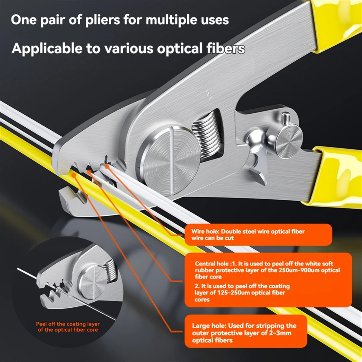 

NEW Fiber Optic Cleaver Three-Port Fideroptic Stripper High Precision Fiber Cold Connection Cutter for 0.25/0.9/3.0mm Cables