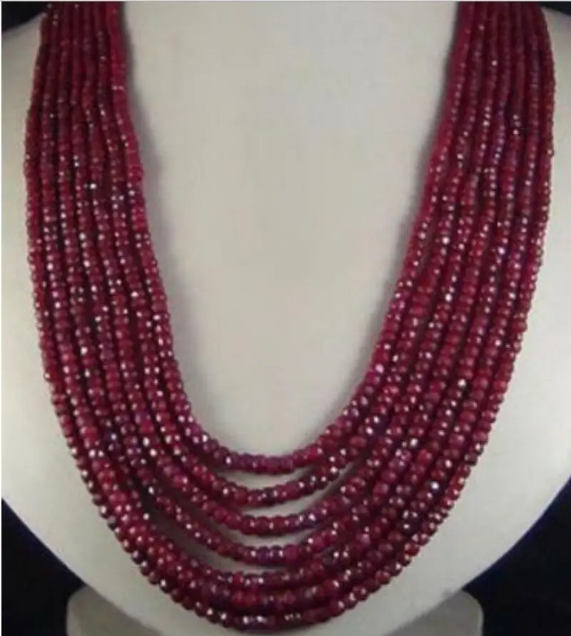 

HOT Sell AAA 7ROW NEW 2x4mm NATURAL FACETED BEADS NECKLACE