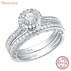 Newshe 2 Pieces Wedding Rings Set for Women Engagement 925 Sterling Silver 1.88Ct Brilliant Round White AAAAA Cz Ring Size 4-13