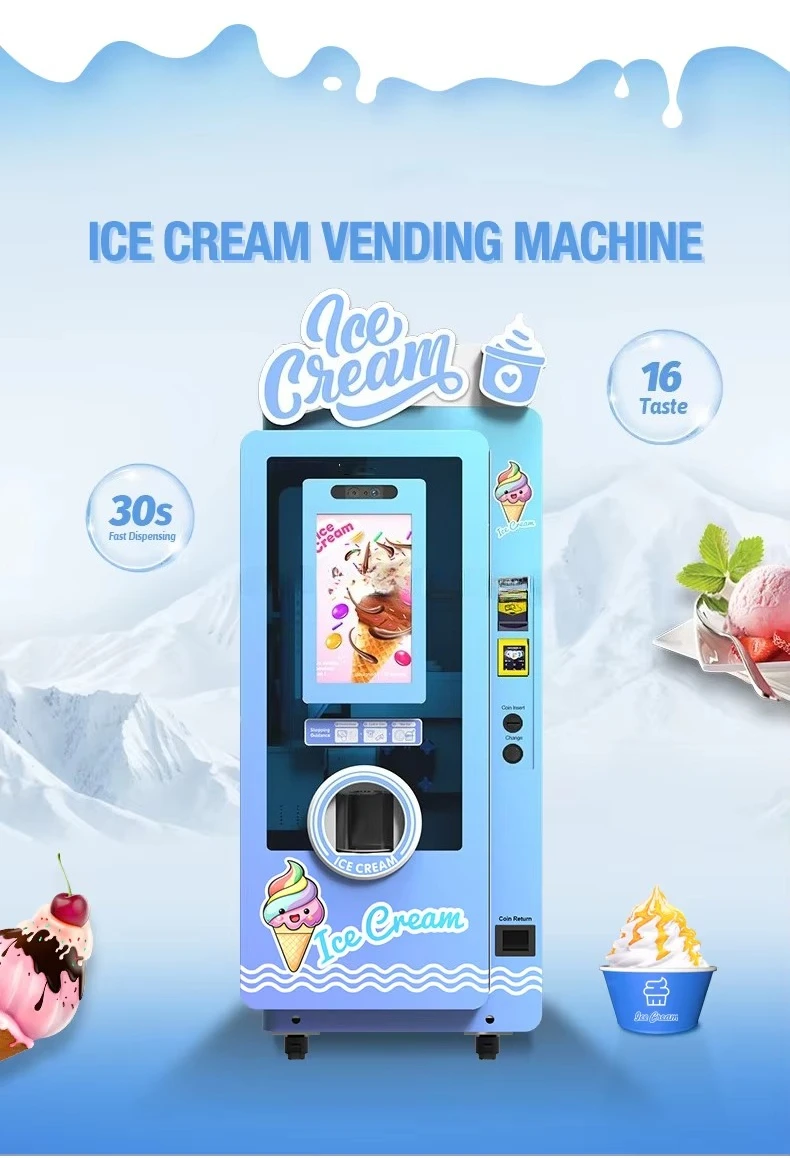 آلة بيع الآيس كريم المجمدة ذات الخدمة الذاتية جاهزة للأعمال مع وظيفة SDK بسعة 200-300 متوافقة مع ADA