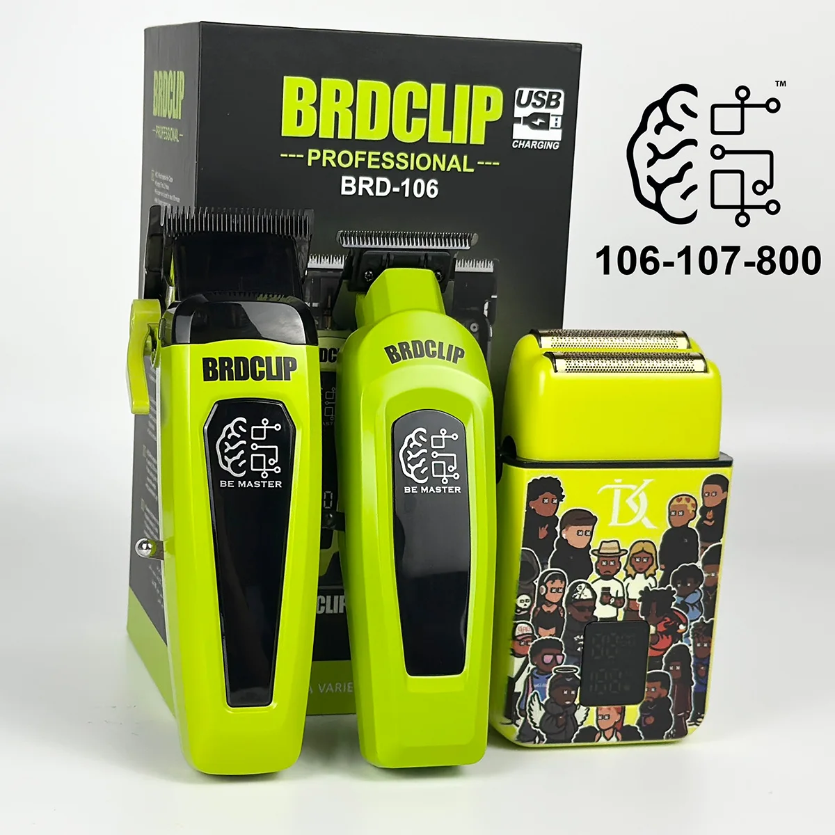 

BRDCLIP Профессиональная мужская машинка для стрижки волос 7500 об/мин, электрический триммер, 9000 об/мин, набор парикмахерских бритв, лезвие DLC с зарядной базой