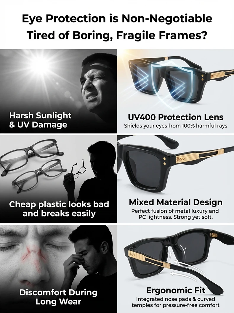 Vintage Quadratische Punk Sonnenbrille Männer 2026 Luxus Marke Steampunk Klassische Sonnenbrille Für Männliche Fahren UV400 Schutz Brillen – Detail 3