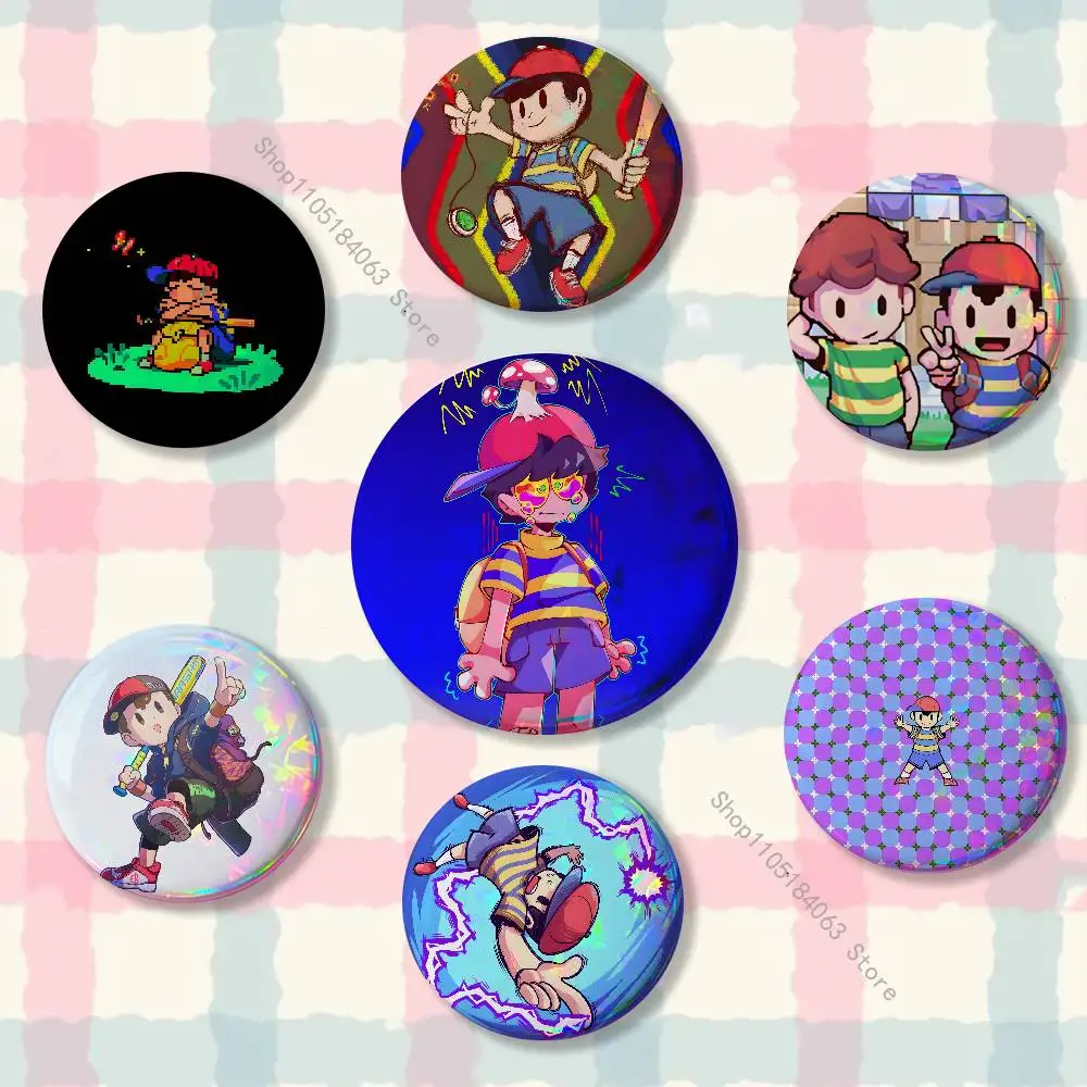 E-EarthBound Mother 4 Badges Button Round Creative Pin Brooch Badge Bag Decor Fans Collect Friends Gifts