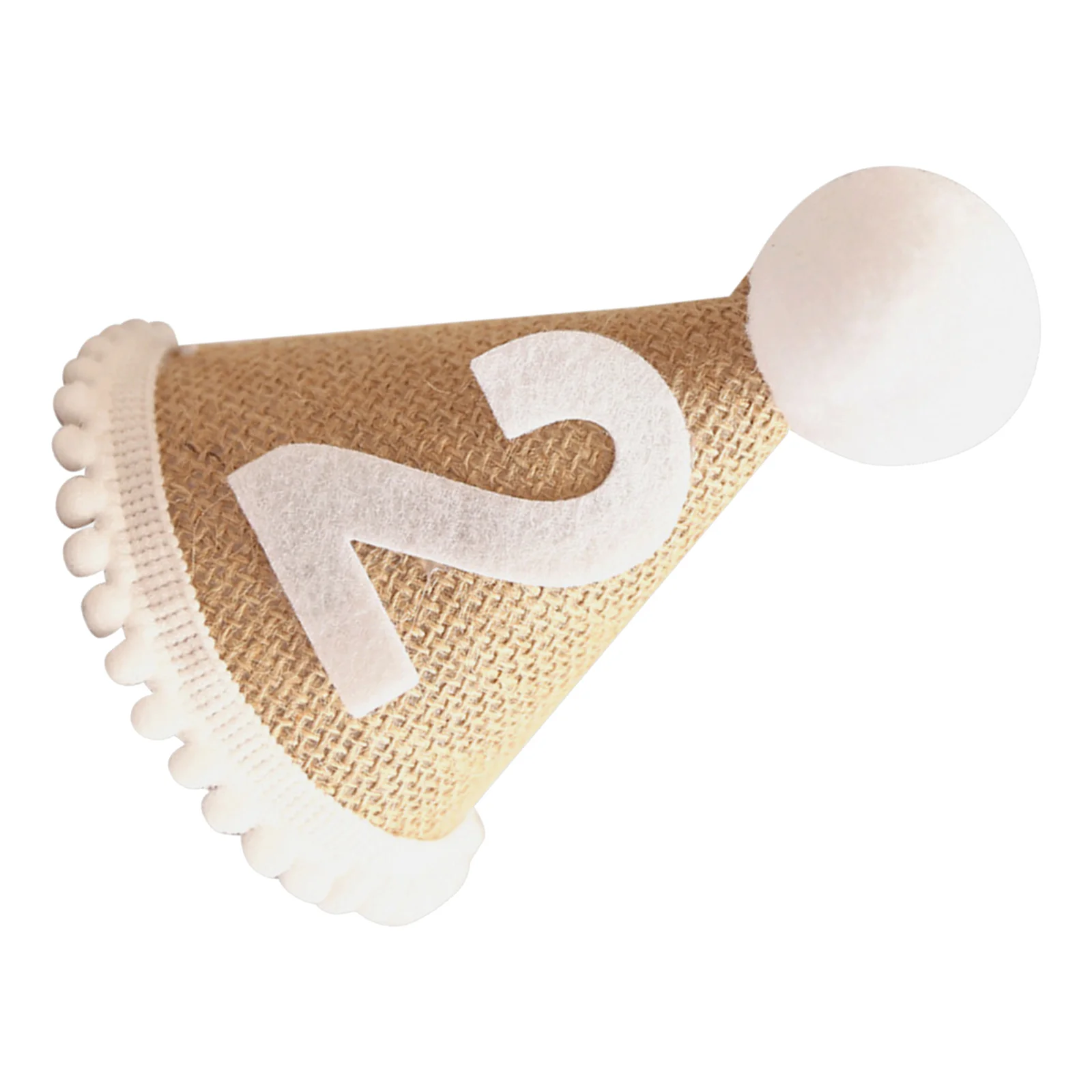 

ABOOFAN 1 Pc Birthday Party Hat Kids Cone Hat Toddler First Birthday Decorative Pompom Hair Accessory Linen Number 2