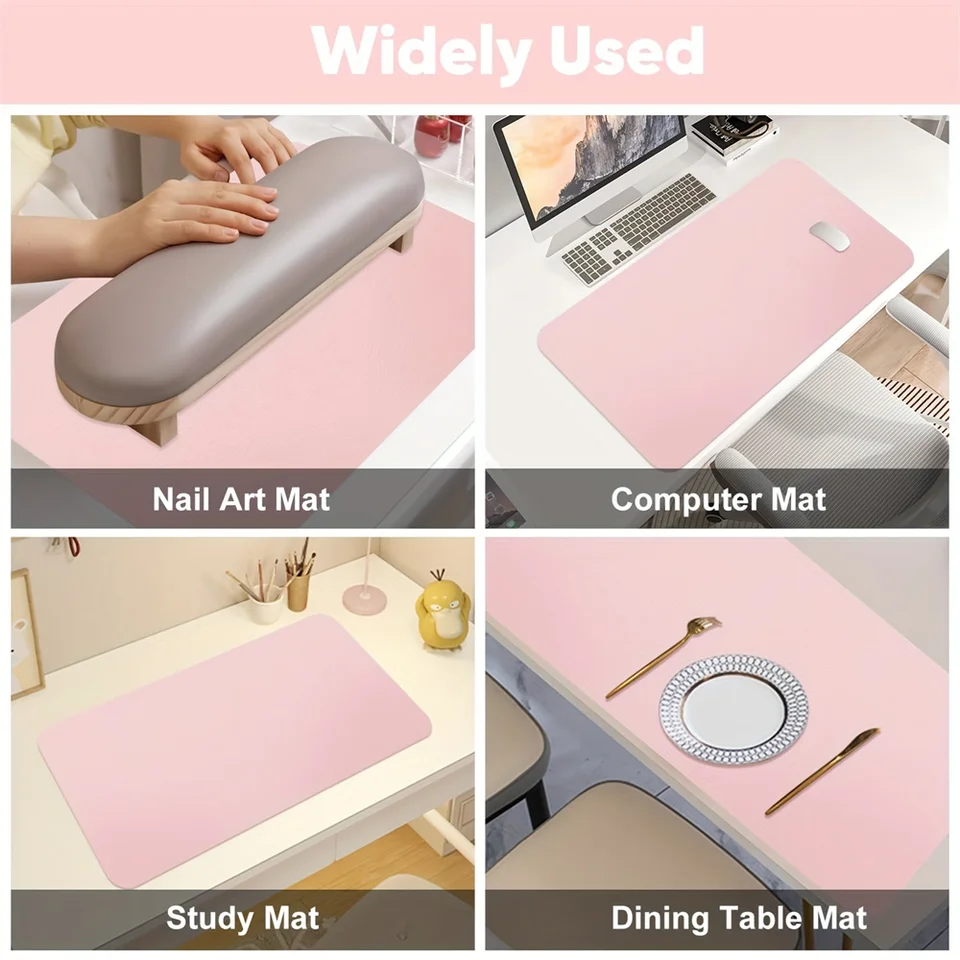 Tapete para mesa de arte de uñas plegable, almohadilla de apoyo para mano, impermeable, resistente a rayones y suciedad, cuero, tapete de escritorio 5