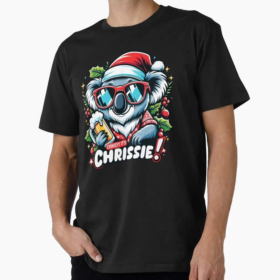 

Crikey! It's Chrissie - Aussie Christmas Funny Gift T Shirt for men 100% cotton printed Graphic Clothes Mens All size S-6XL Tops