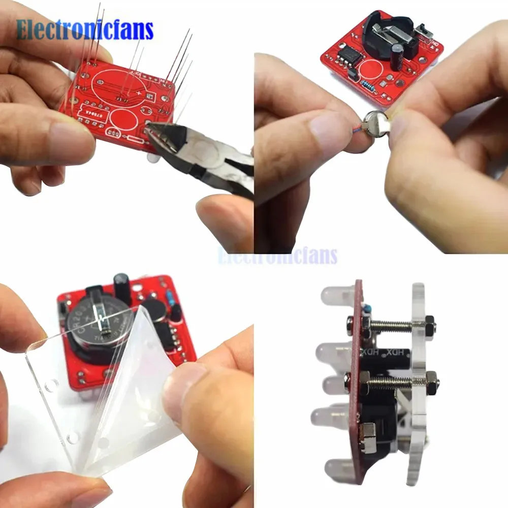 New DIY Wobbling LED Dice Kit with Small Vibrating Motor Fun Electronic Soldering Practice Board Kit