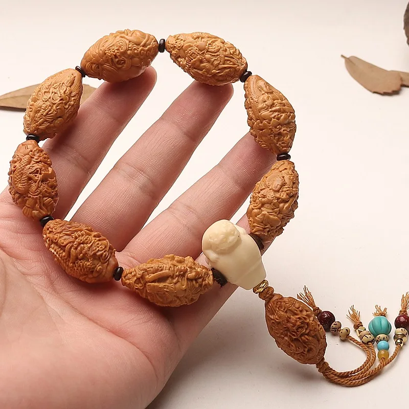 Large Seed Mythical Nine Group Immortals Ten Thousand Buddhas Olive Pit Bracelet Accessories Pixiu Ivory Fruit Thr