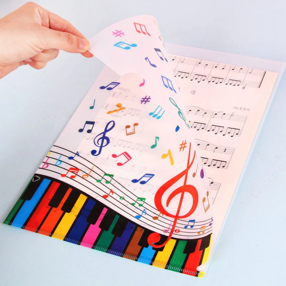 

12Pcs Stylish Music Note A4 Paper File Folder Large Capacity Ltype Document Organizer Sheet Protector