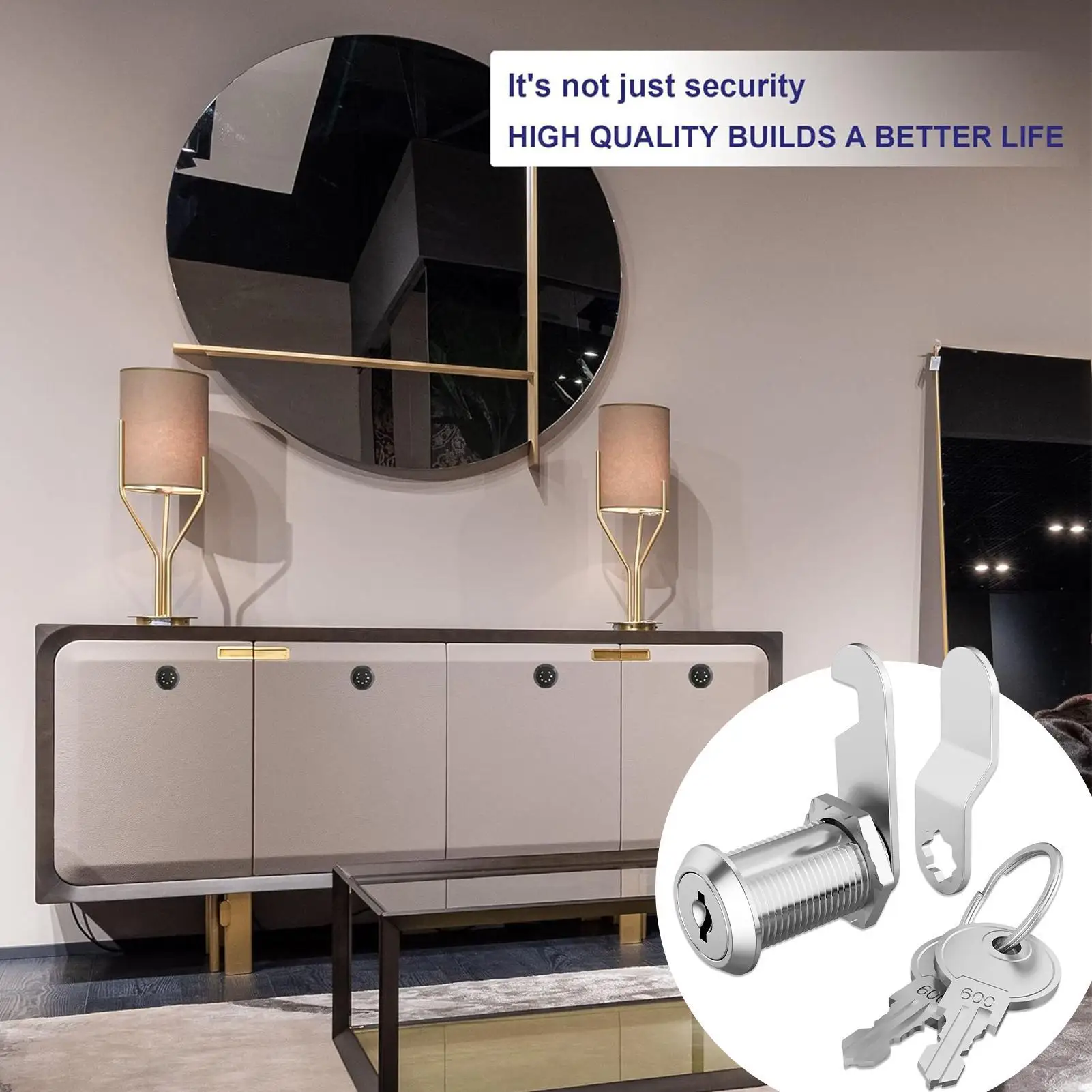 1set Home Use Cam Lock Set Door Cabinet Mailbox Drawer Cupboard Locker Etc,It Comes With 2 Keys Rotary Lock Hardware Accessory