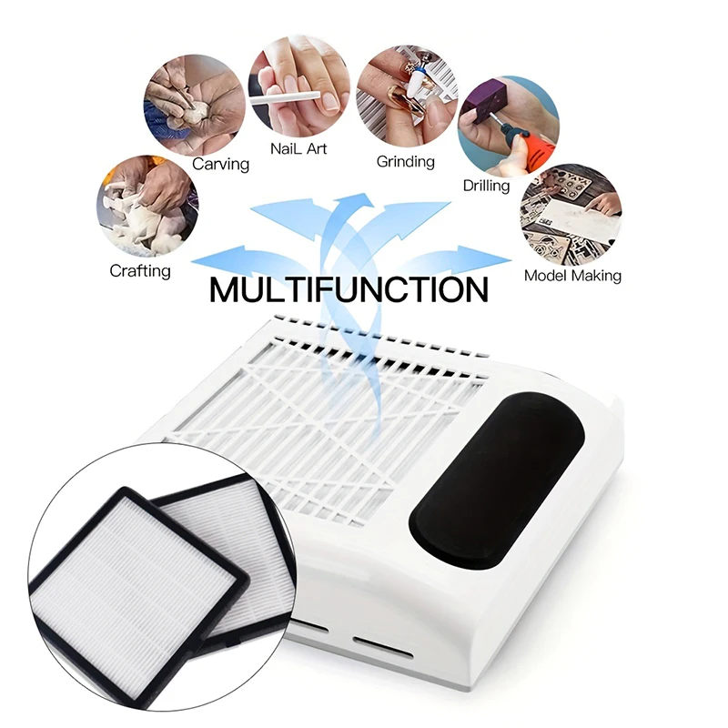 Nuevos modelos de aspiradora de uñas, filtro especializado, elemento filtrante de almacenamiento de polvo para uñas, placa de pantalla de manicura sin escobillas