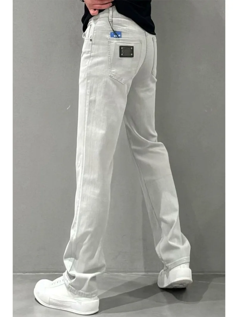 High-quality Simple Solid Straight-leg Jeans Men's Spring Autumn New Trendy Versatile Loose Wide-leg Casual Mens Cargo Pants