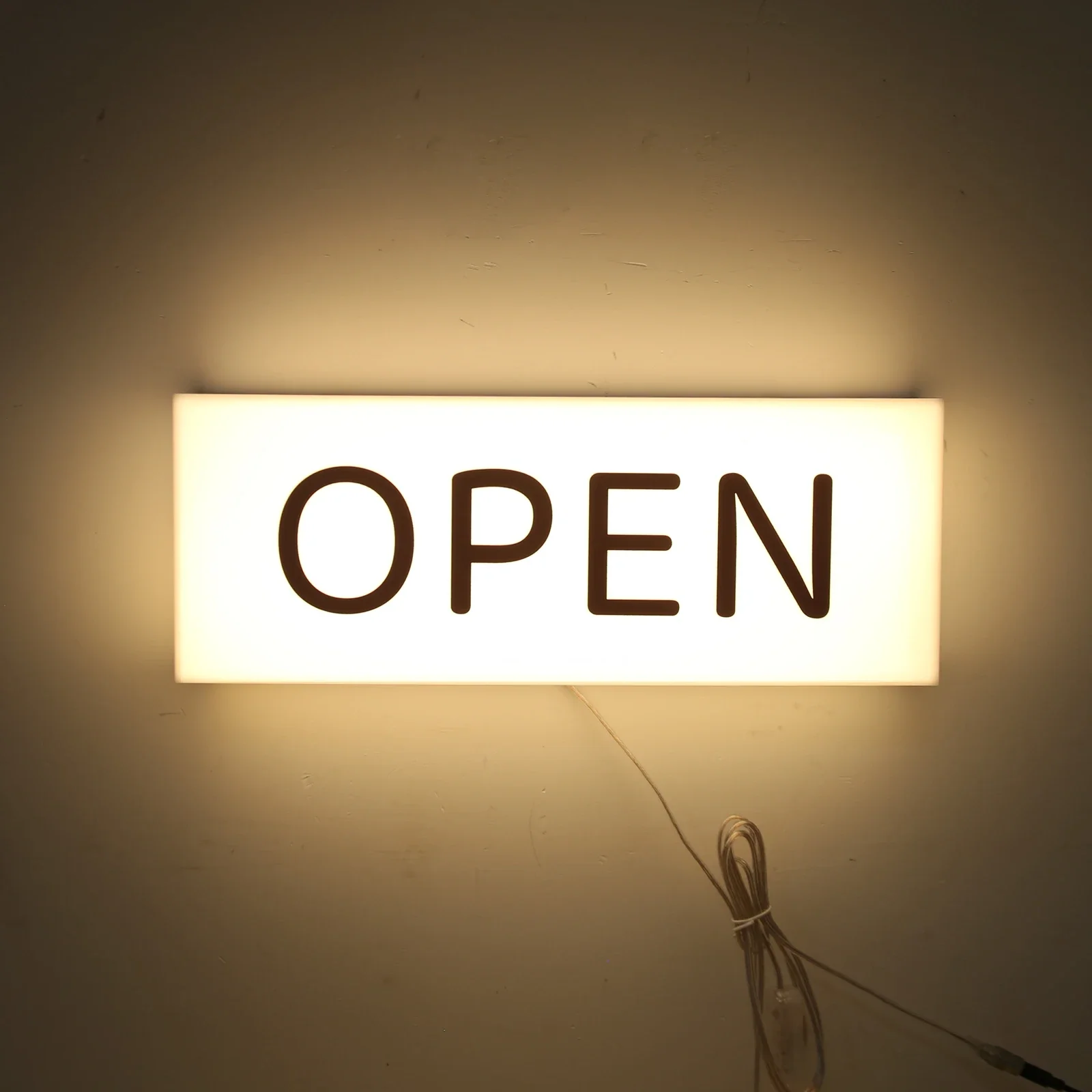 Open/Closed Sign - Modern Decorative LED Warm White Lighting Storefront Display Open Illuminated Acrylic Box for Cafés and Retai