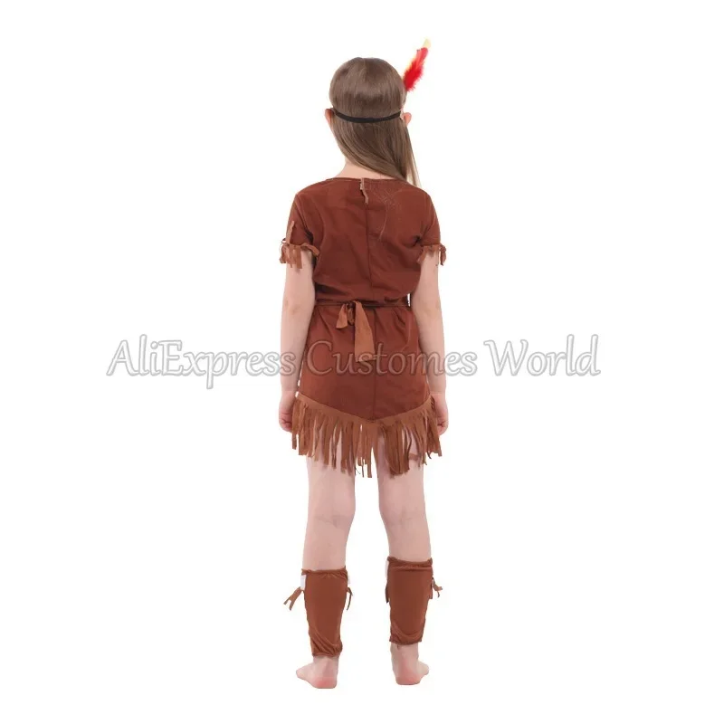 Costume da cacciatore indiano medievale Costume cosplay da arciere per ragazze dei ragazzi Principe Pocahontas Cosplay Abiti da festa di Halloween Purim