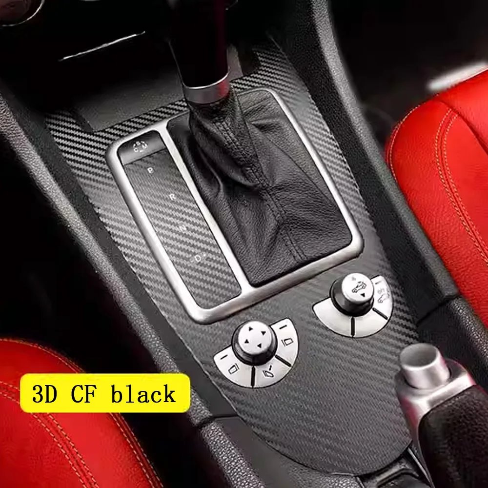 Carbon fiber decorative sticker suitable for Mercedes Benz SLK R171 2004-2010 indoor center console gear protection film