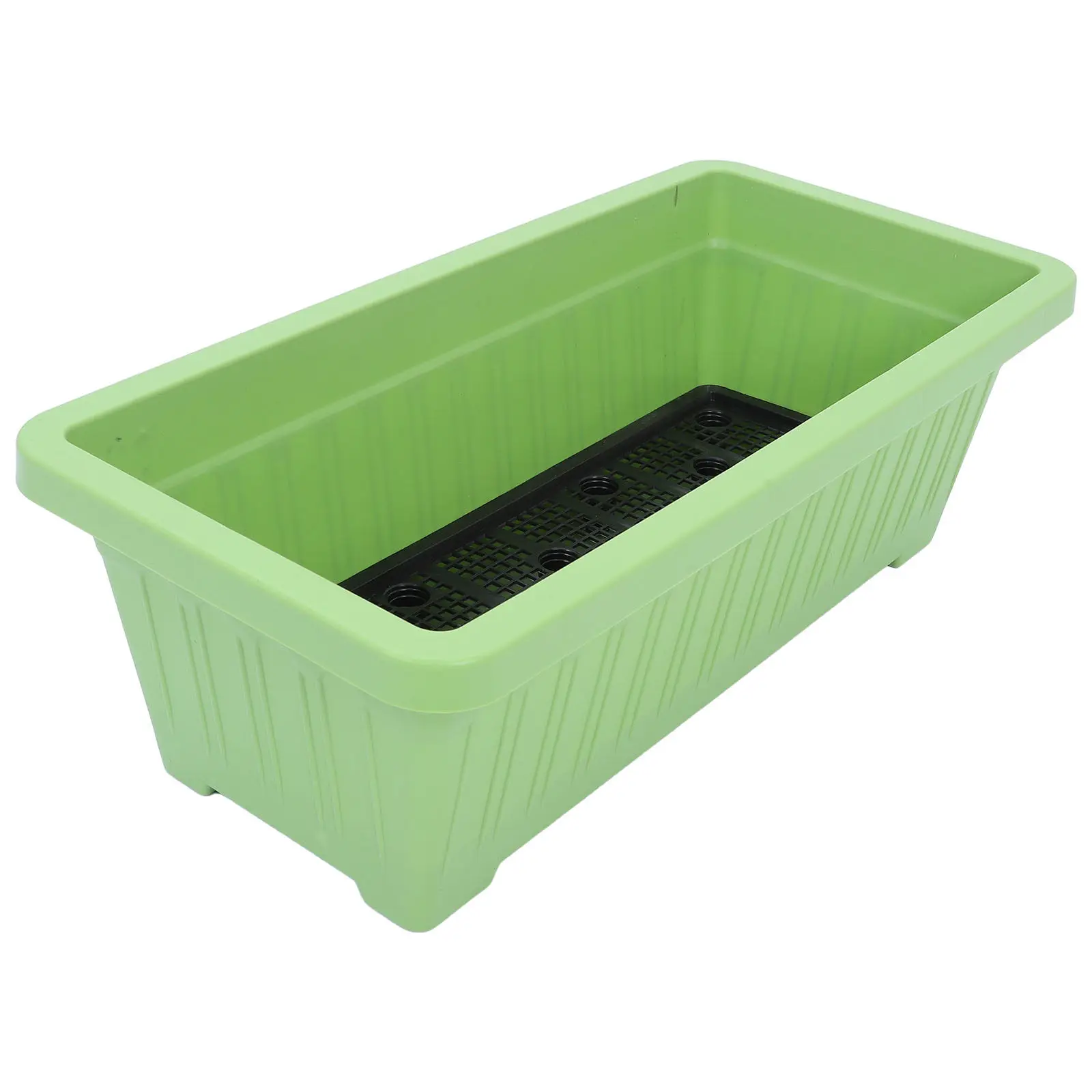 Rectangular Balcony Vegetable Planter Box Drainage Holes Plastic Window Flower Box Windowsill Garden Patio 18.19x11.22