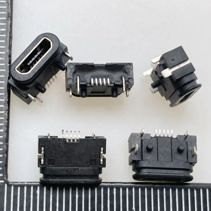 For waterproof female seat MICRO USB 90 degree 4 pin board, column, mic 5P board SMT horizontal socket