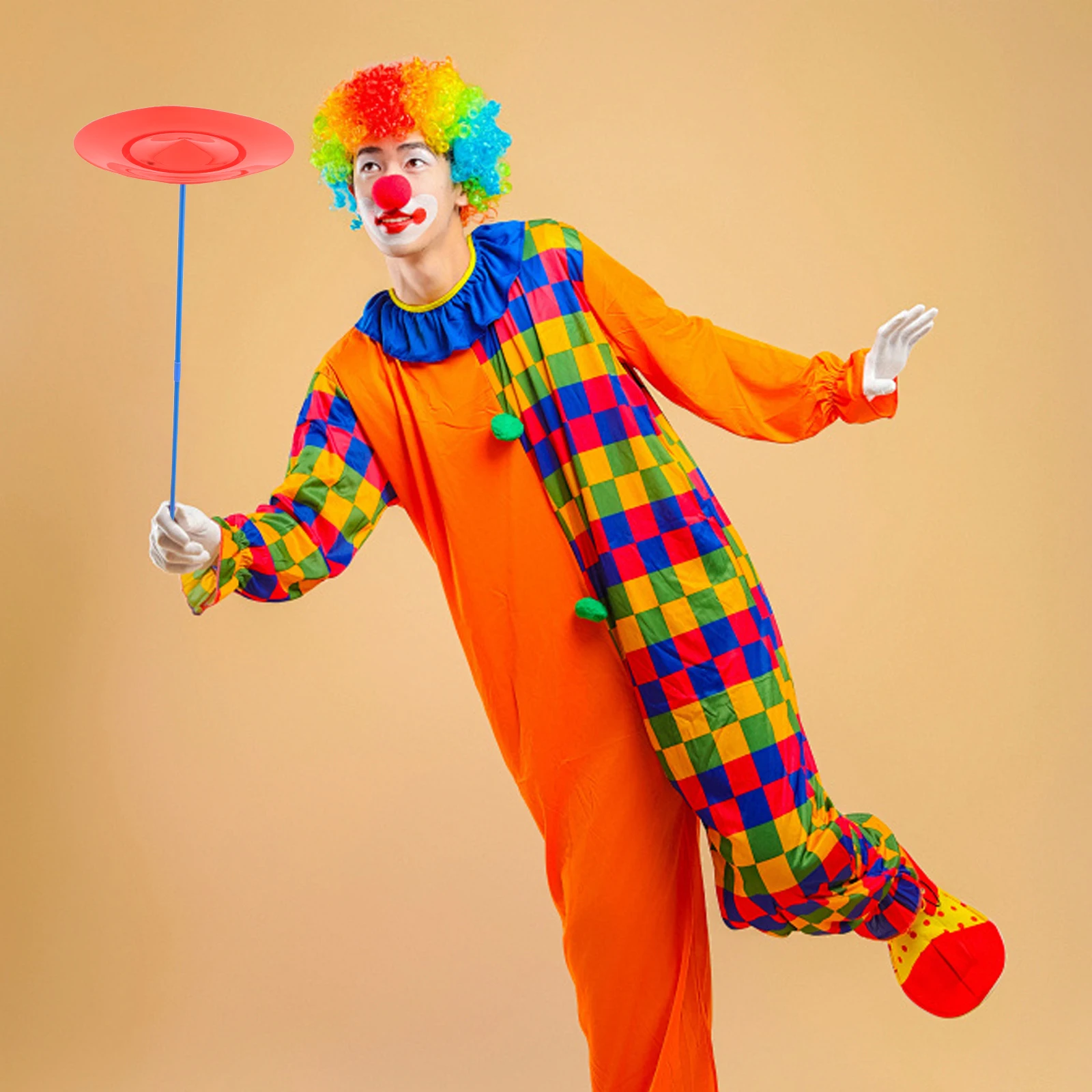 

2pcs Juggling Props Colorful Plates with Sticks for Circus Trick Toys Ideal Party Turntable Spinning Toys Kids Adults