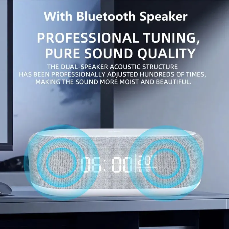 Bluetooth Speaker Stereo Loudspeaker Wireless Charger Pad Led Light Alarm Clock Fast Wireless Charging for iPhone Samsung Xiaomi