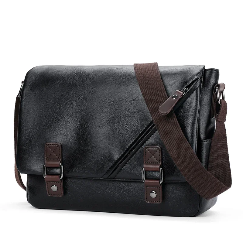 Luxury Brand Leather Men\'s Messenger Bag Male Black Business Sling Bags Vintage Crossbody Bags For Men Casual Shoulder Bag Bolsa