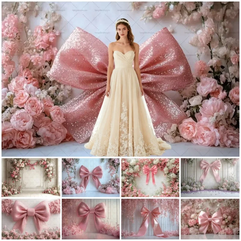 Rosa Schleife Zimmer Blumenfotografie Hintergrund Mädchen Geburtstagsfeier schwangere Frau Hochzeit Porträt Dekoration Fotostudio