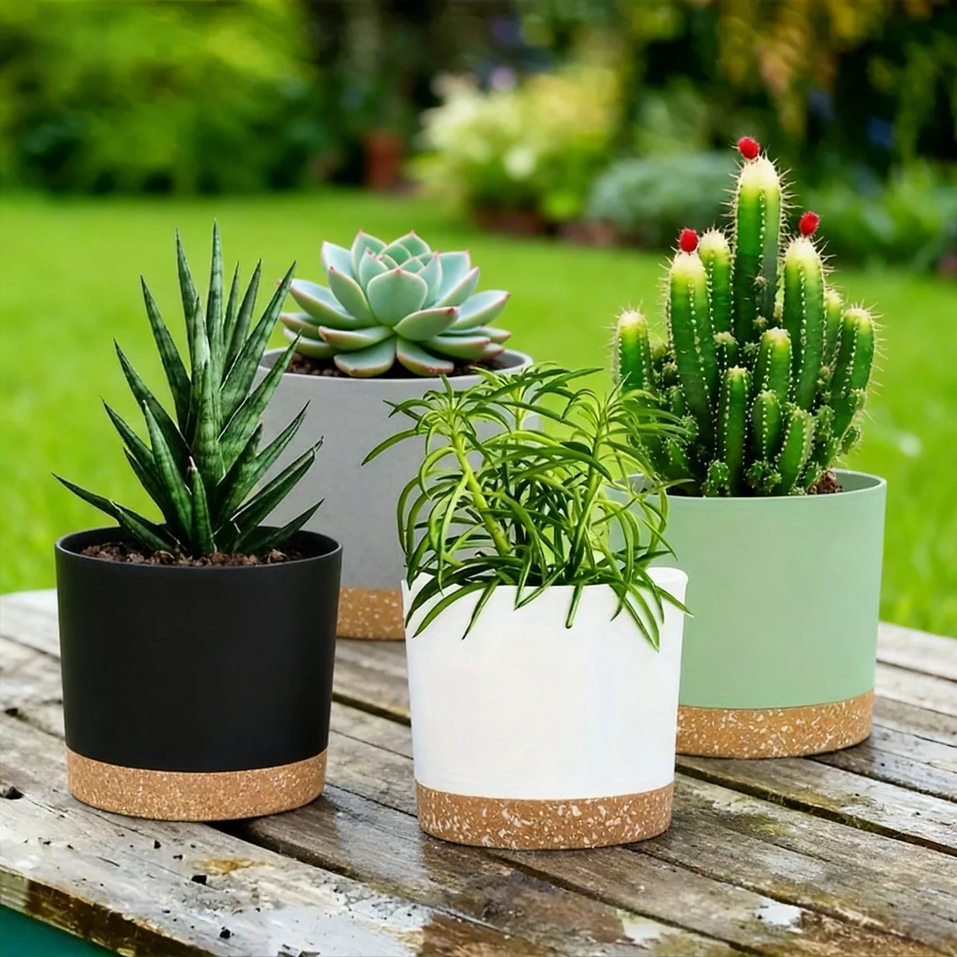

2 Pack, Planters for Indoor Plants with Drainage Holes and Removable Base,Saucer Modern Decorative for Outdoor Garden Planters