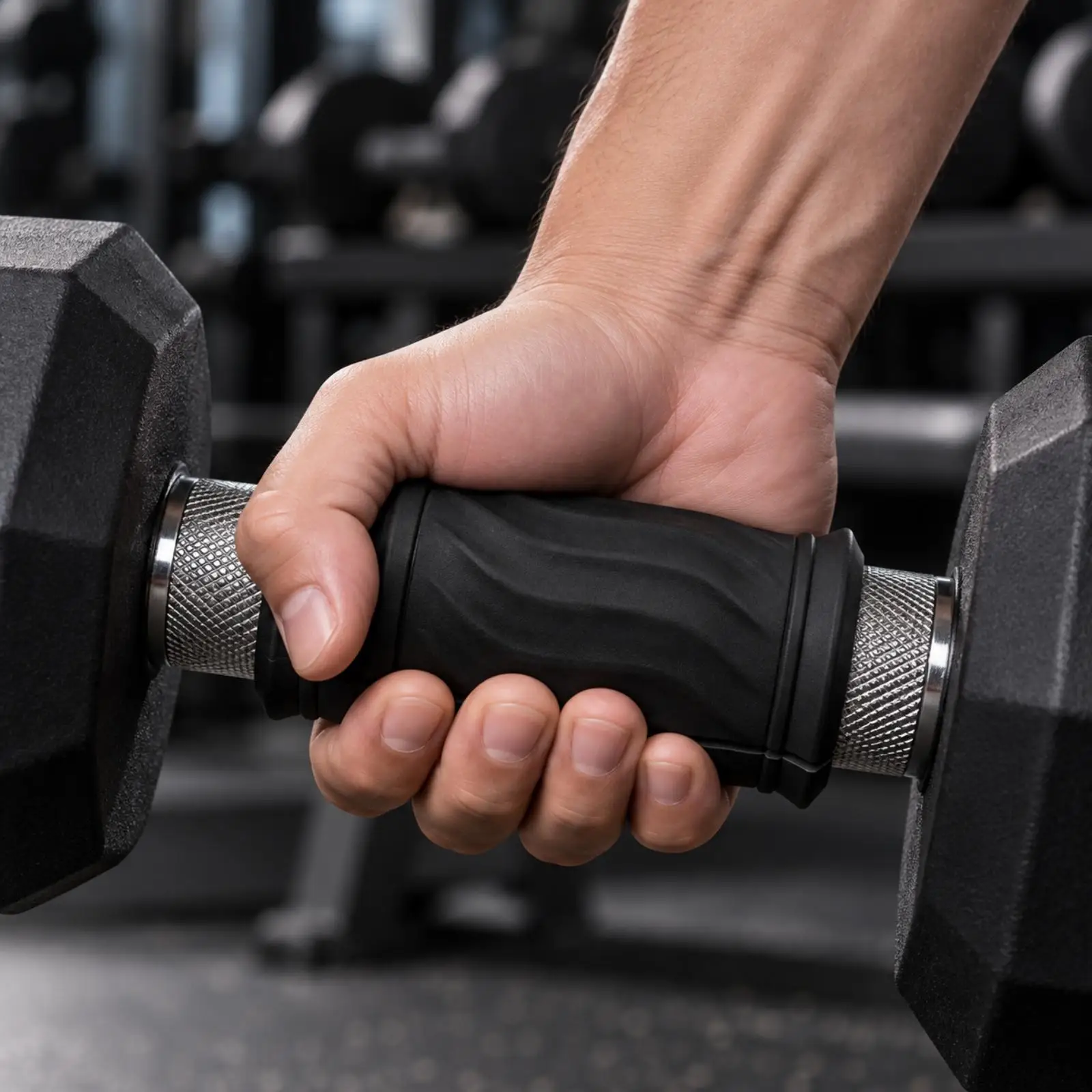 Comfortable Silicone Dumbbell Handle Grip Sleeve for Weightlifting Bar Hand Protector Fitness Gear for Daily Training - view 3