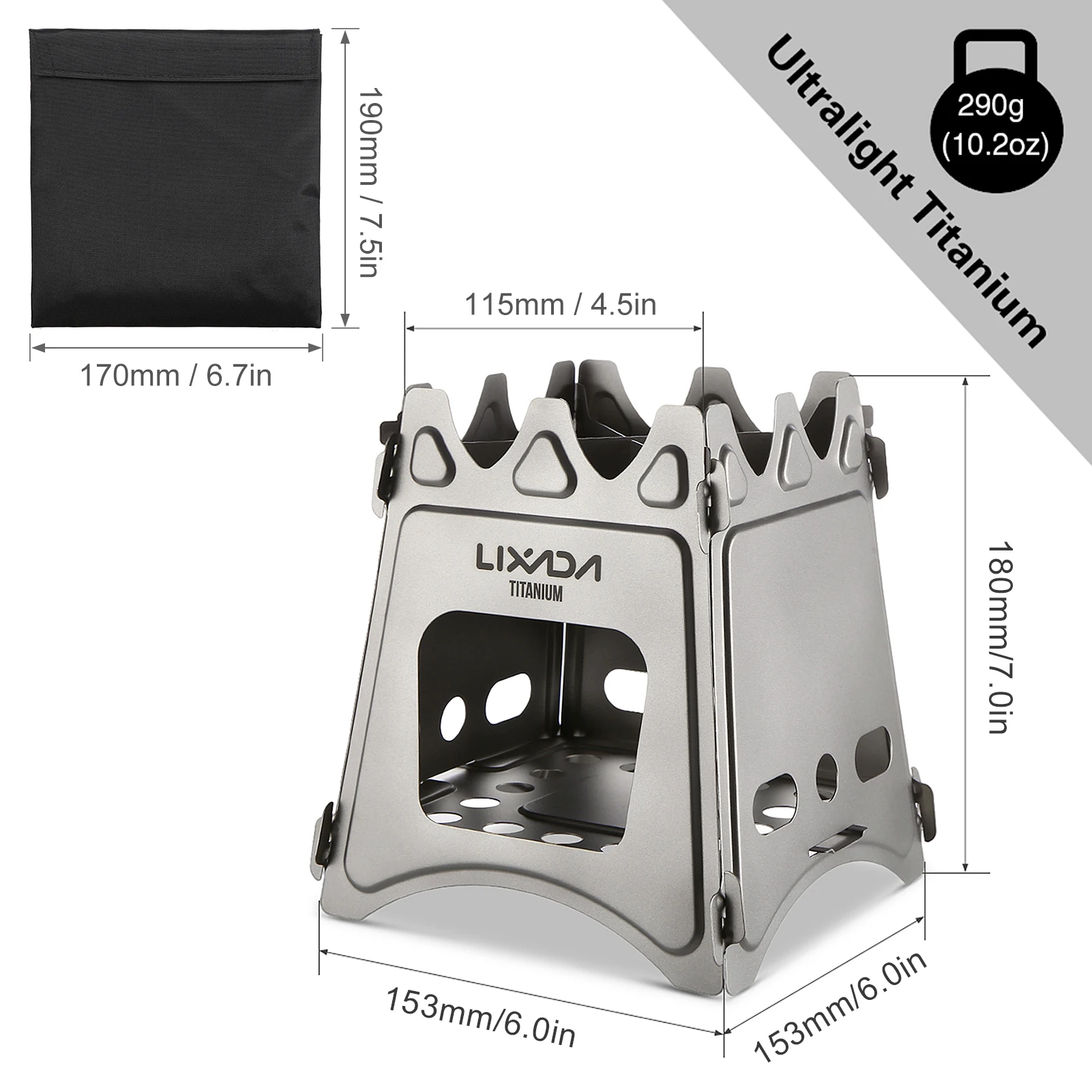 Lixada Titanium Folding Wood Stove 5