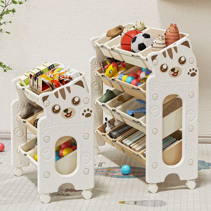 3/4 Layers Storage Holders Movable Storage Racks Large Capacity Organizer Shelves with Wheels Living Room Organizer Stand