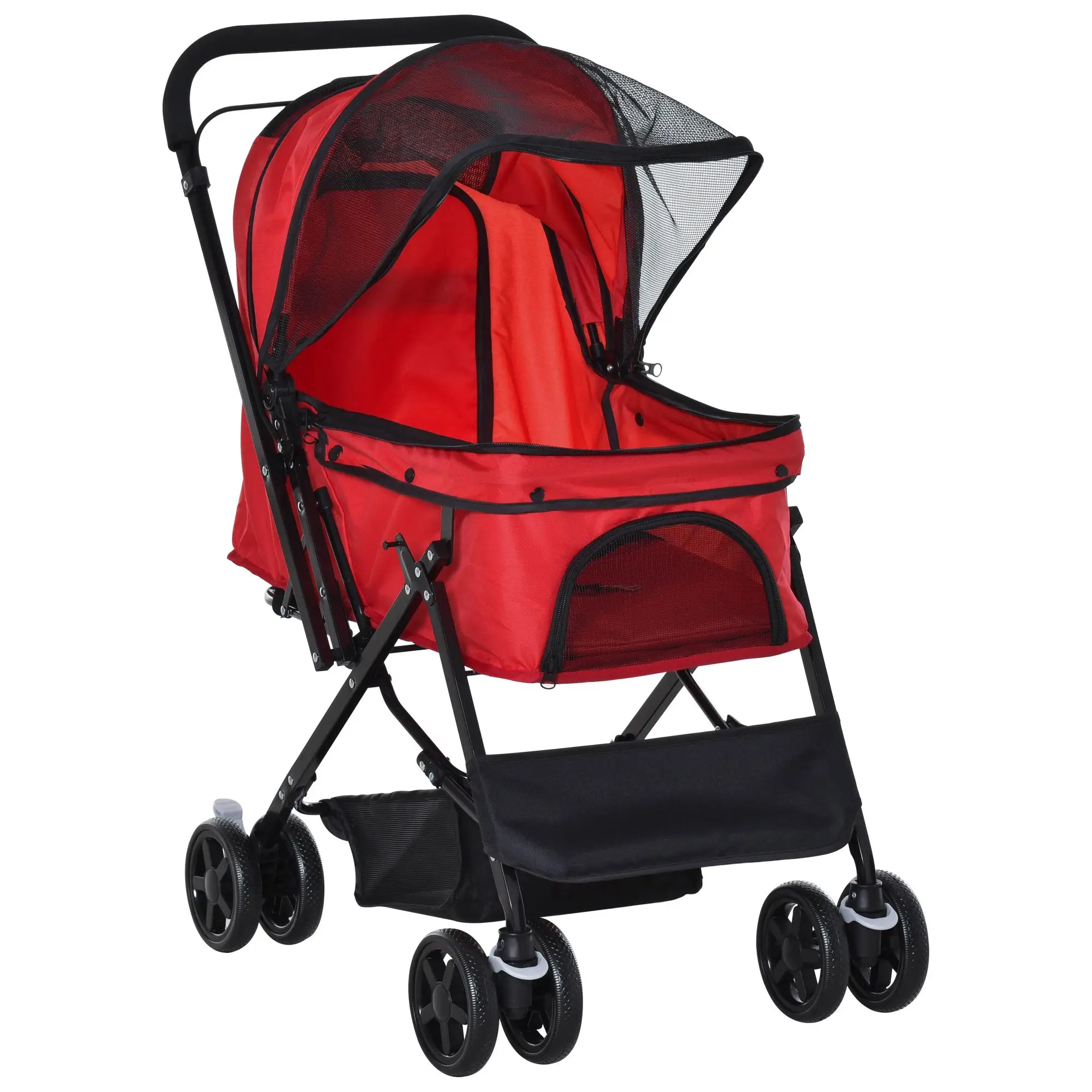 Hundewagen Oxford Rot 76,5x52x95cm für kleine Hunde & Katzen. – Detail 1