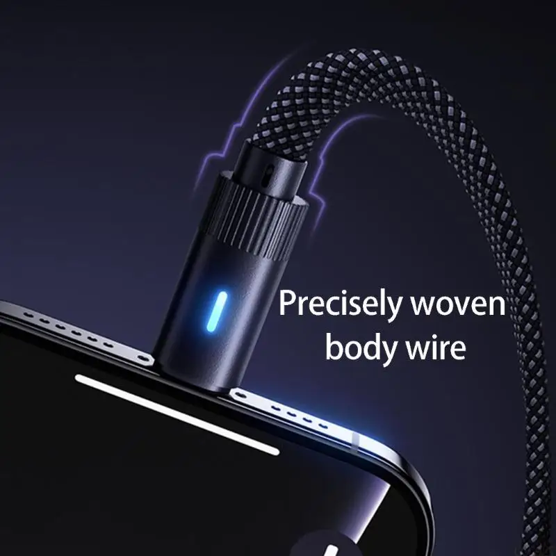 B03F Multifunctional Angled Type C Charging Cable LED Positioning Light Anti Interferences Suitable for Frequent Plugging
