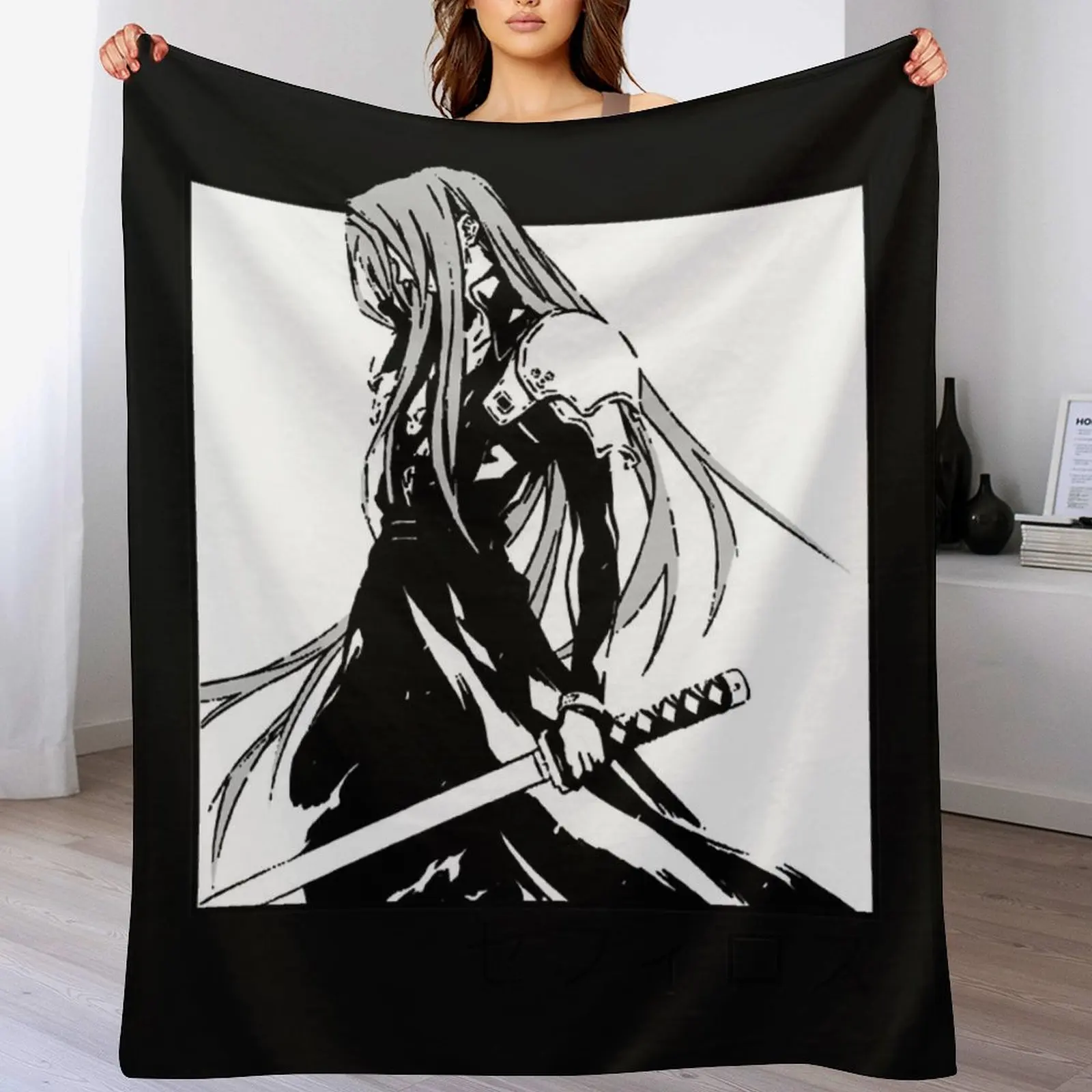 

sephiroth ffvii Throw Blanket Cute Plaid Hair Blankets