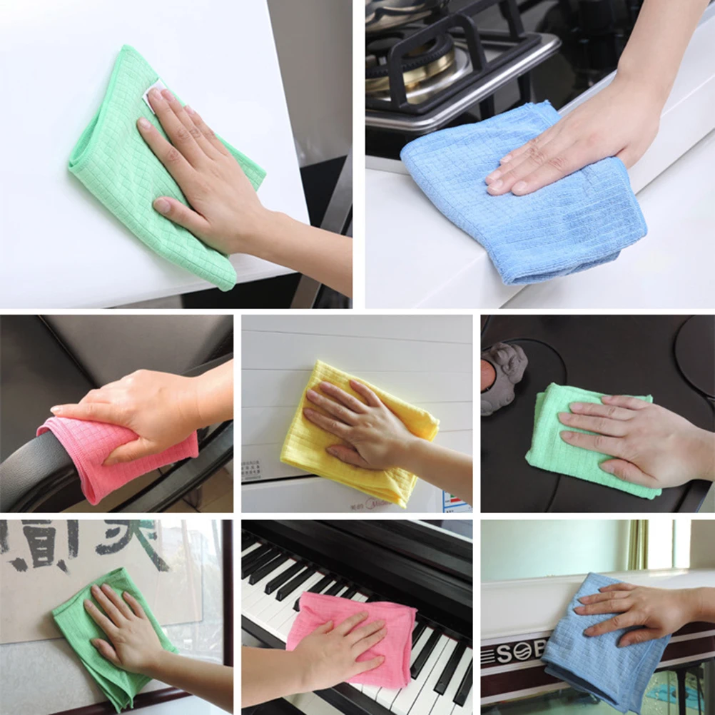 

4Pcs High Quality Superfine Fiber Cleaning Cloth Grids Kitchen Towels Duster Cloth Scouring Pads Assorted Color