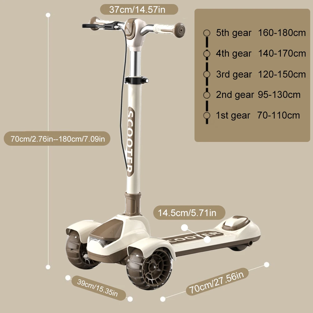 Foldable Kick Scooter For Children's 3 Wheel Fold Foot Scooters LED Glitter Kickboard Adjustable one-pedal Scooter for 5-18 Year