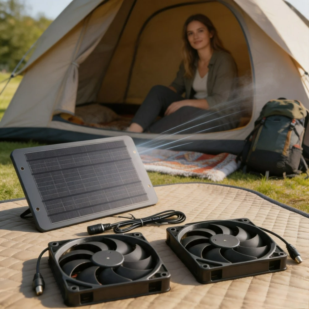 10W 15W Waterproof Solar Operated Dual Fan Ventilation Exhaust Cool Machine for Chicken Coop Dog House RV Camper Van