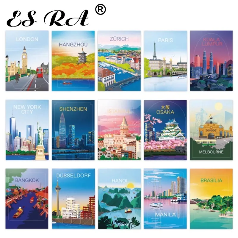 

[ New City Series ] Luggage Waterproof Vinyl Decals City Travel Postcard Stickers Suitable For Suitcase Fridge Laptop Decoration