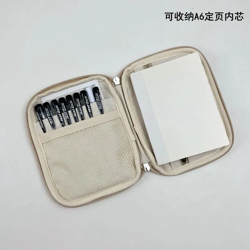 A6 Stationery Bag Hand Pen Bag Fabric Shaobing (baked Cake In Griddle) Bag Storage Bag Zipper Multi-function  Size 17x13cm