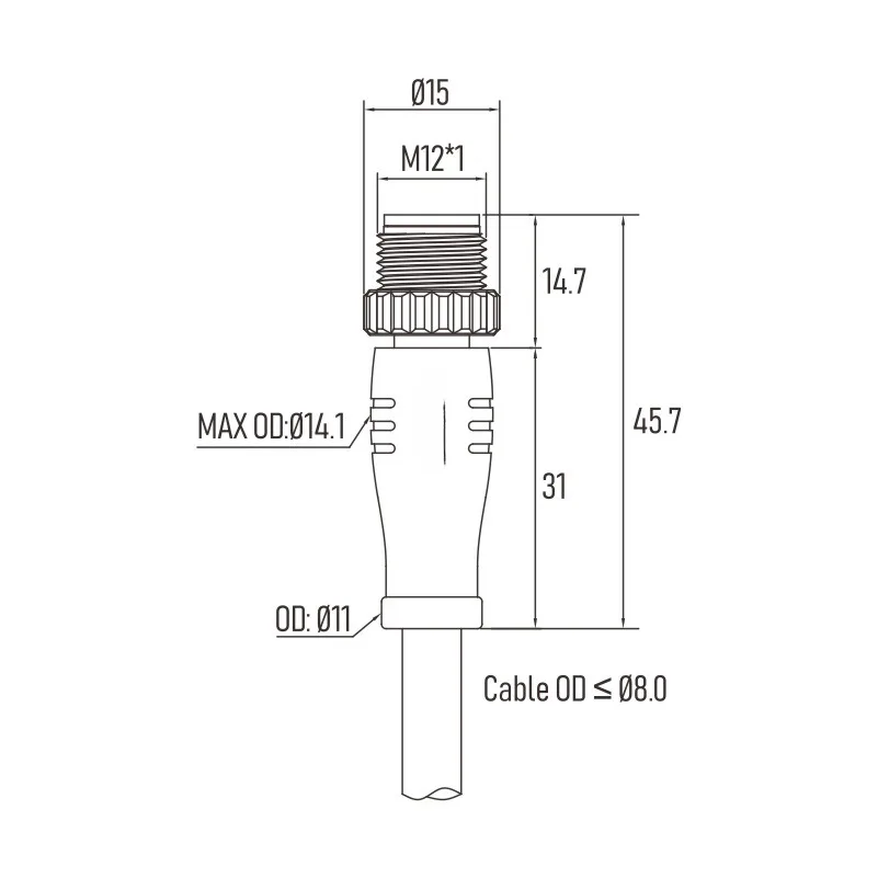 M12 Connector S-Code 4 Pin Waterproof IP69K Male Head UV Resistant Shockproof Loose Design Aviation Plug