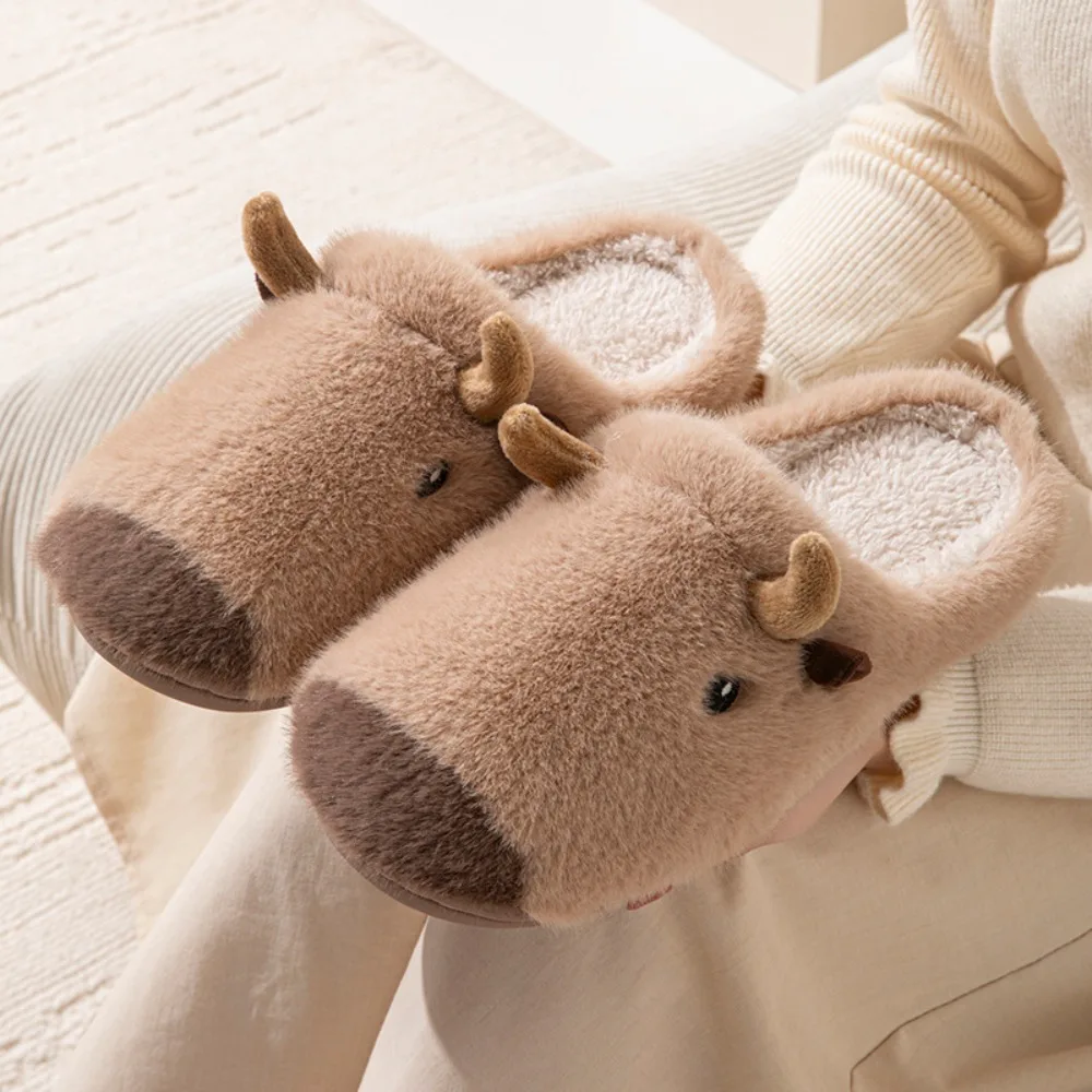 

Casual Anti Slip Capybara Plush Slippers Kawaii Closed Toe Cute Furry Capybara Slippers Soft Silent Winter Plush Slippers Girls