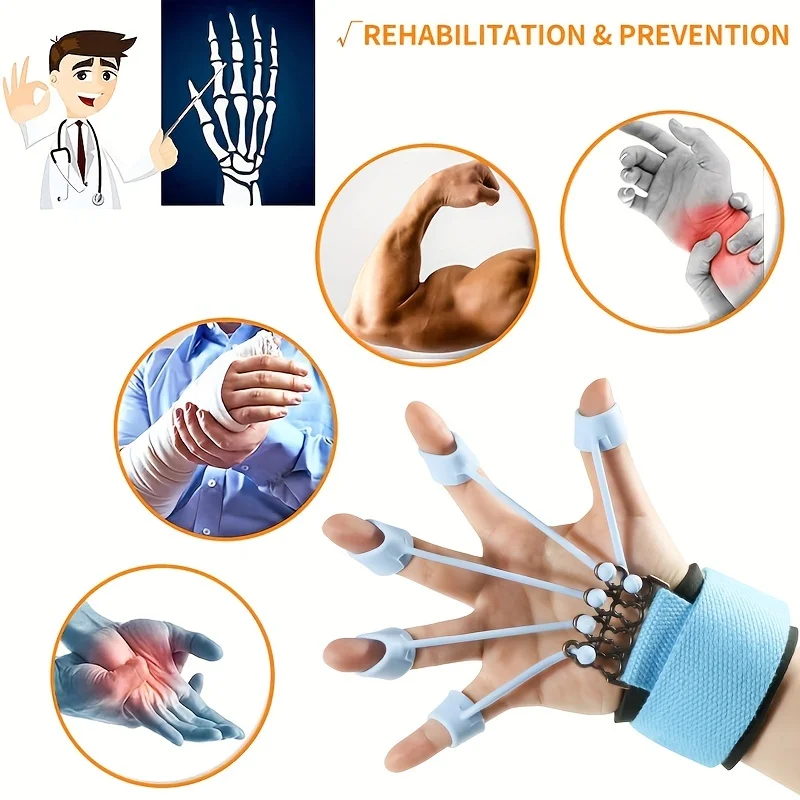 Finger Extensor Exerciser - Silicone Hand Grip Strengthening Trainer with Adjustable Resistance Band, Hand Expander for Enhance