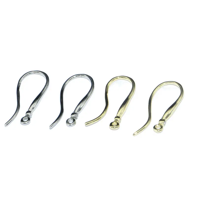 Earring Findings for Jewelry Making High Quality Remain Color Rhodium Gold Plated Metal CZ Paved Fish Wire Ear Hoop for diy