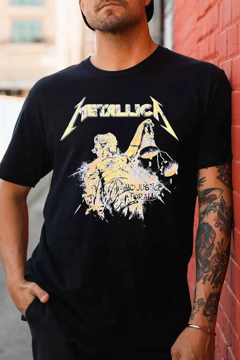 Text Blue Metallica Rockband T-Shirt Baumwolle Grafik-Shirt Herren Damen Sommer Streetwear Top – Detail 4