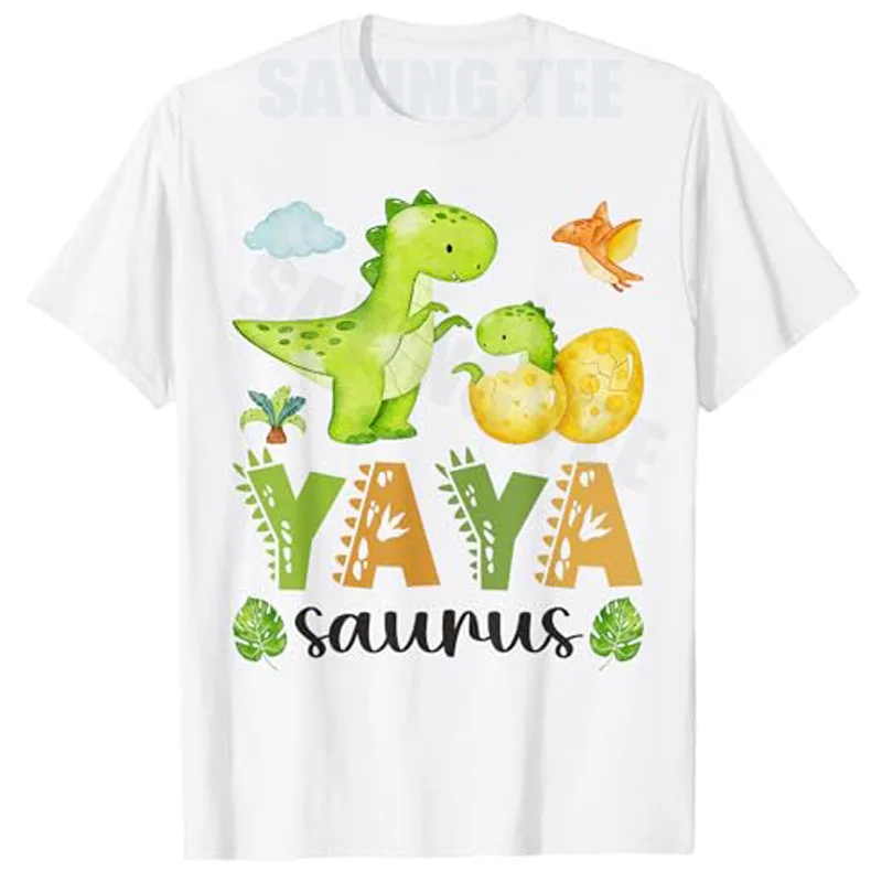Yaya Saurus T-Rex Dinosaur Matching Mother's Day T-Shirt Cute Y2k Aesthetic Clothes Novelty Gift Short Sleeve Blouses